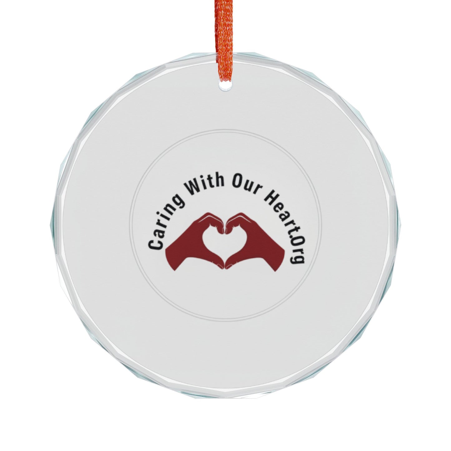 Glass Ornament — “Caring With Our HeartDog” Heart Hands Design
