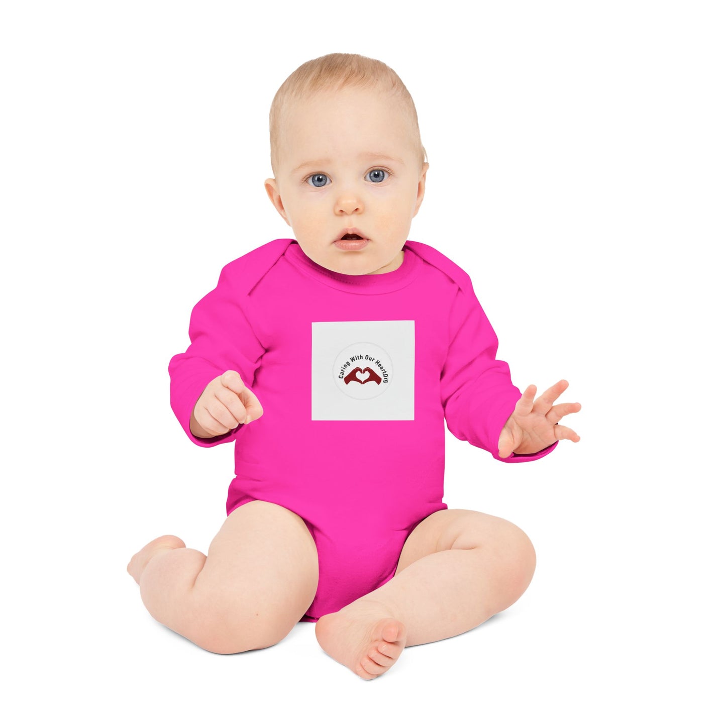 Baby Bodysuit - "Mamá, I love you" Heart Hands Organic Long Sleeve