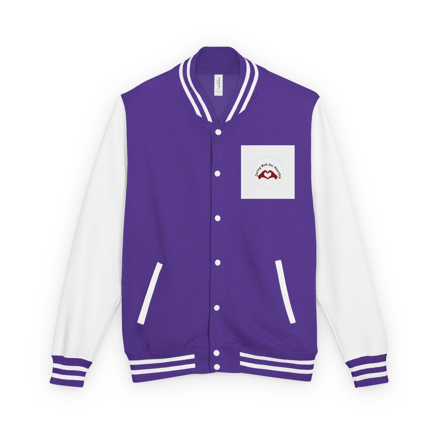 Red & White Letterman Jacket – Classic Varsity Style with Pocket Crest