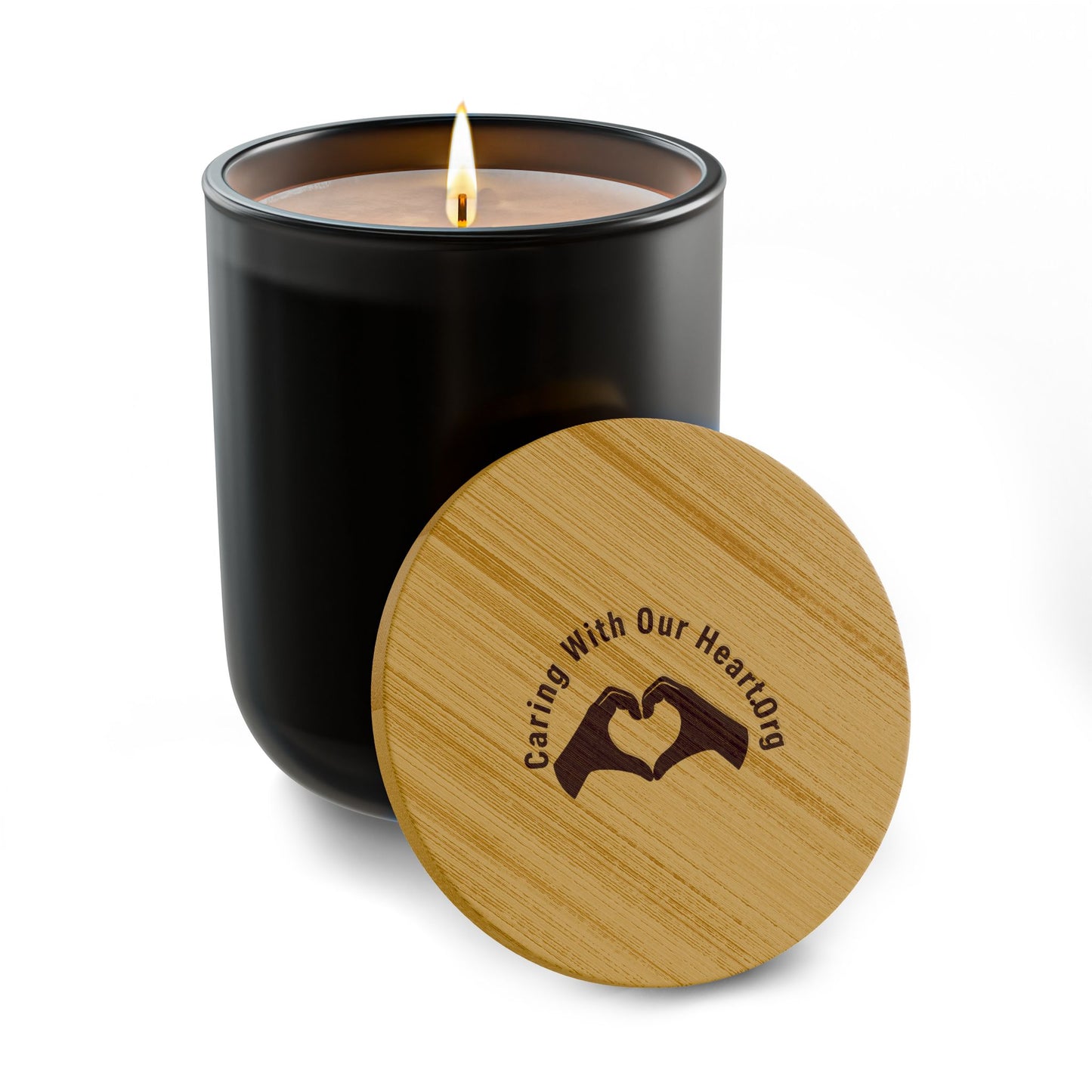 Engraved 14oz Scented Soy Candle – Caring With Our Hands Bamboo Lid
