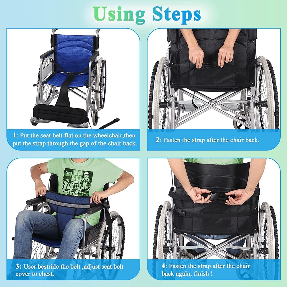Wheelchair Seat Belt Restraints Harness for Dementia Patients Wheelchair Seatbelt Accessories Fall Prevention for Elderly Adults Chair Safety Straps Adjustable Support Vest to Prevent Sliding