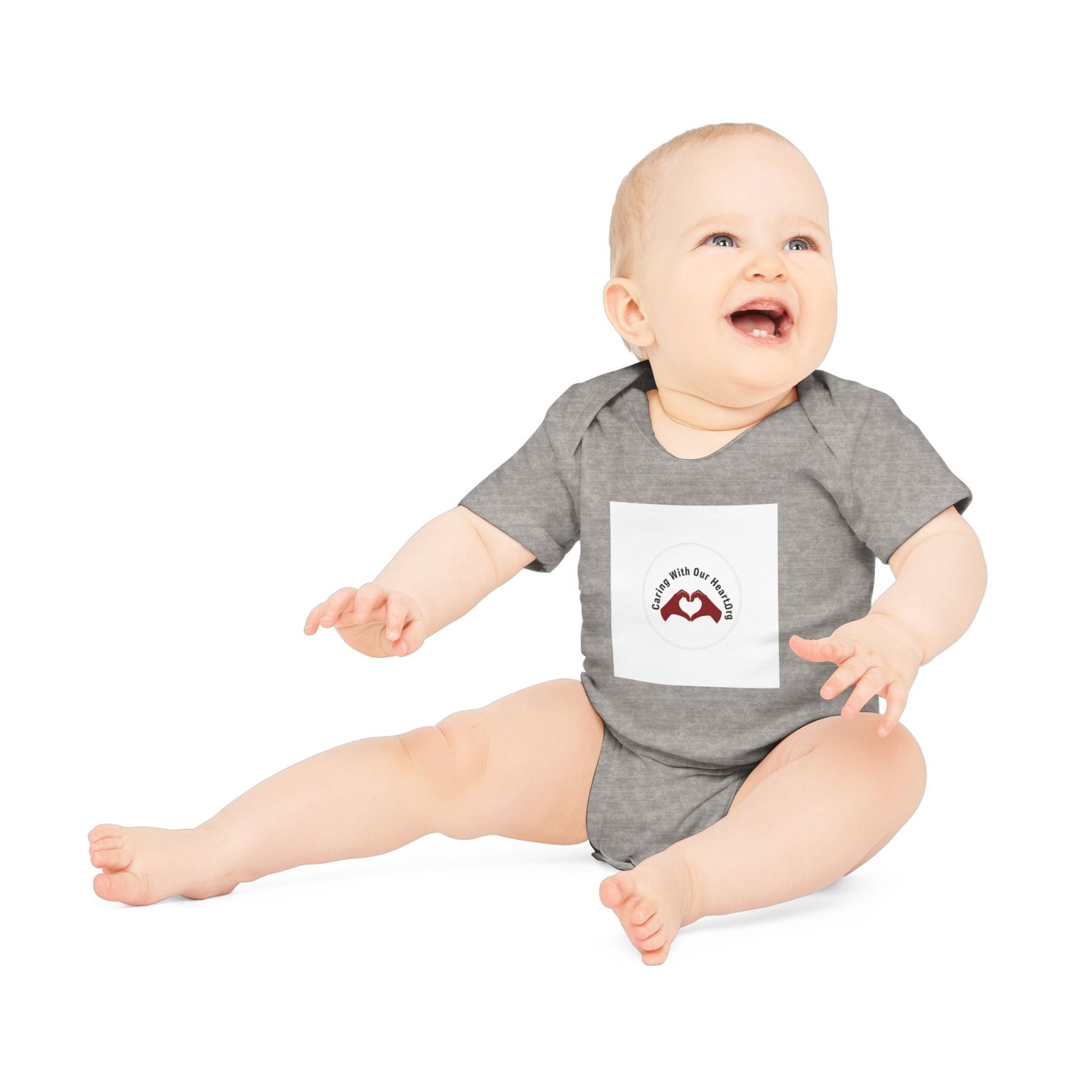 Baby Bodysuit — "Love You to the Moon" Heart Hands Organic Infant Onesie