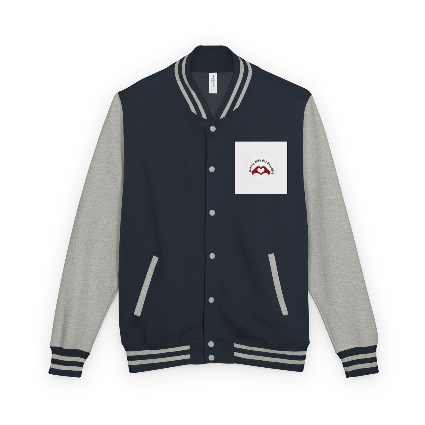 Red & White Letterman Jacket – Classic Varsity Style with Pocket Crest