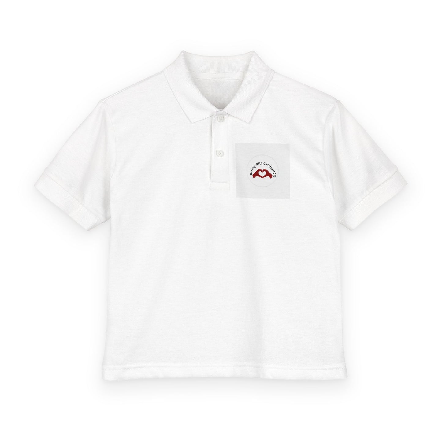 Youth White Polo Shirt with Small Mountain Logo – DryBlend® Jersey School Uniform