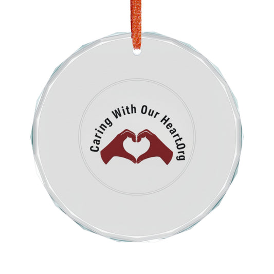Glass Ornament — “Caring With Our HeartDog” Heart Hands Design
