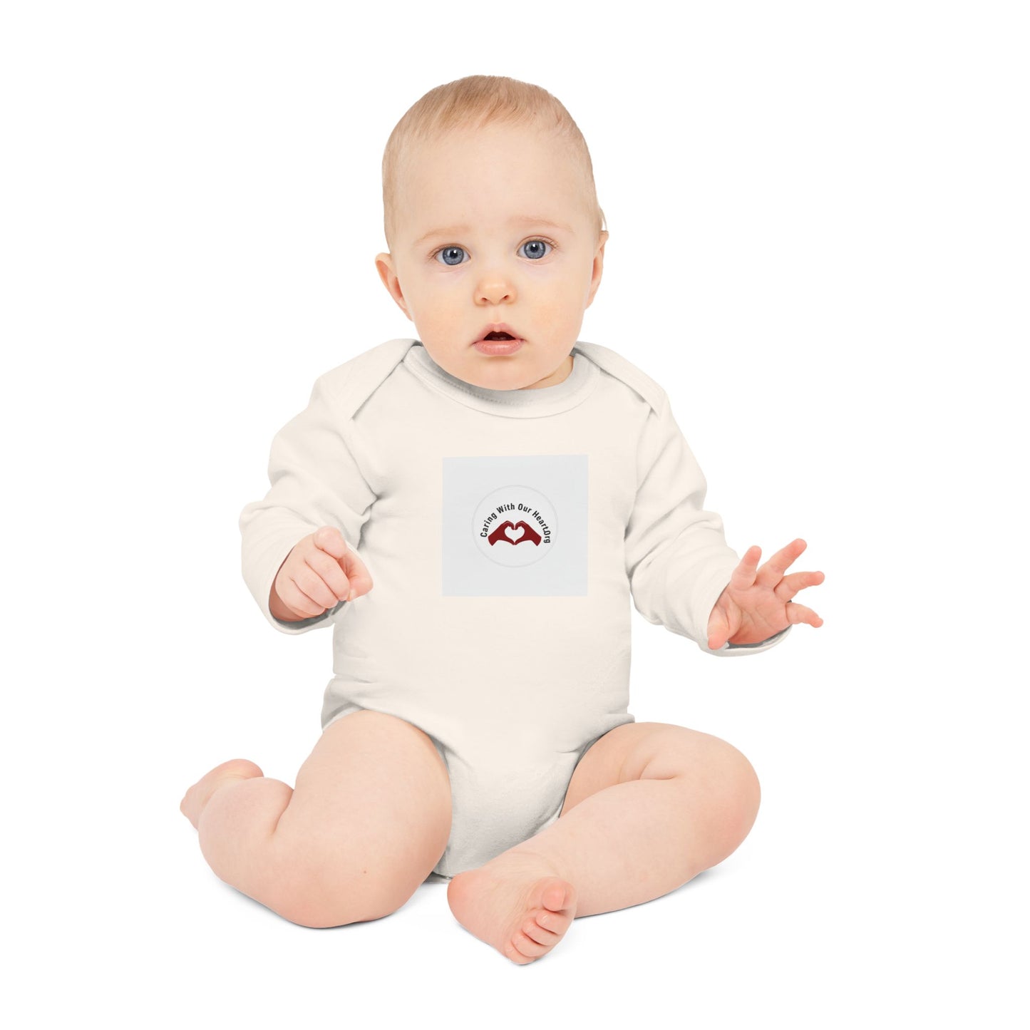 Baby Bodysuit - "Mamá, I love you" Heart Hands Organic Long Sleeve