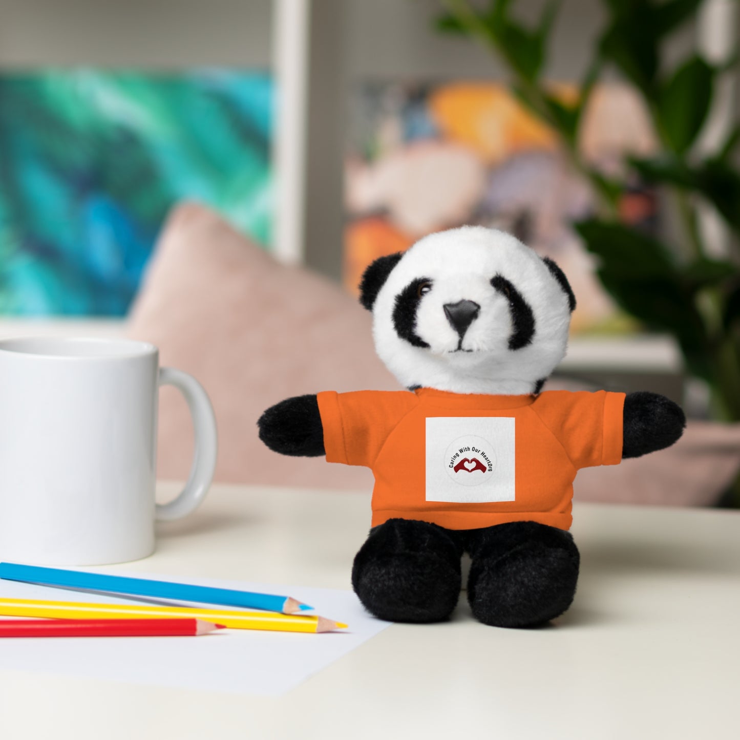 Plush Bear with Custom Tee — Soft Brown Teddy in Printed T‑Shirt