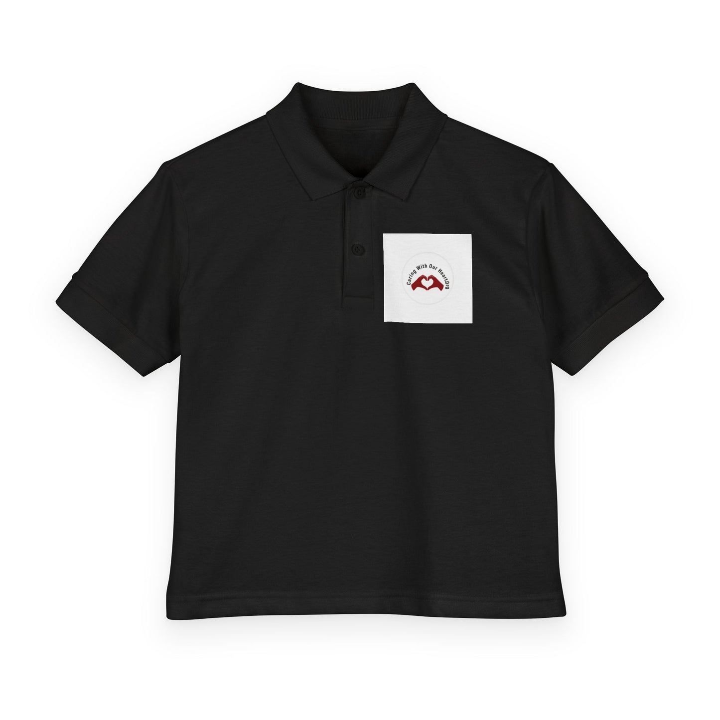 Youth White Polo Shirt with Small Mountain Logo – DryBlend® Jersey School Uniform
