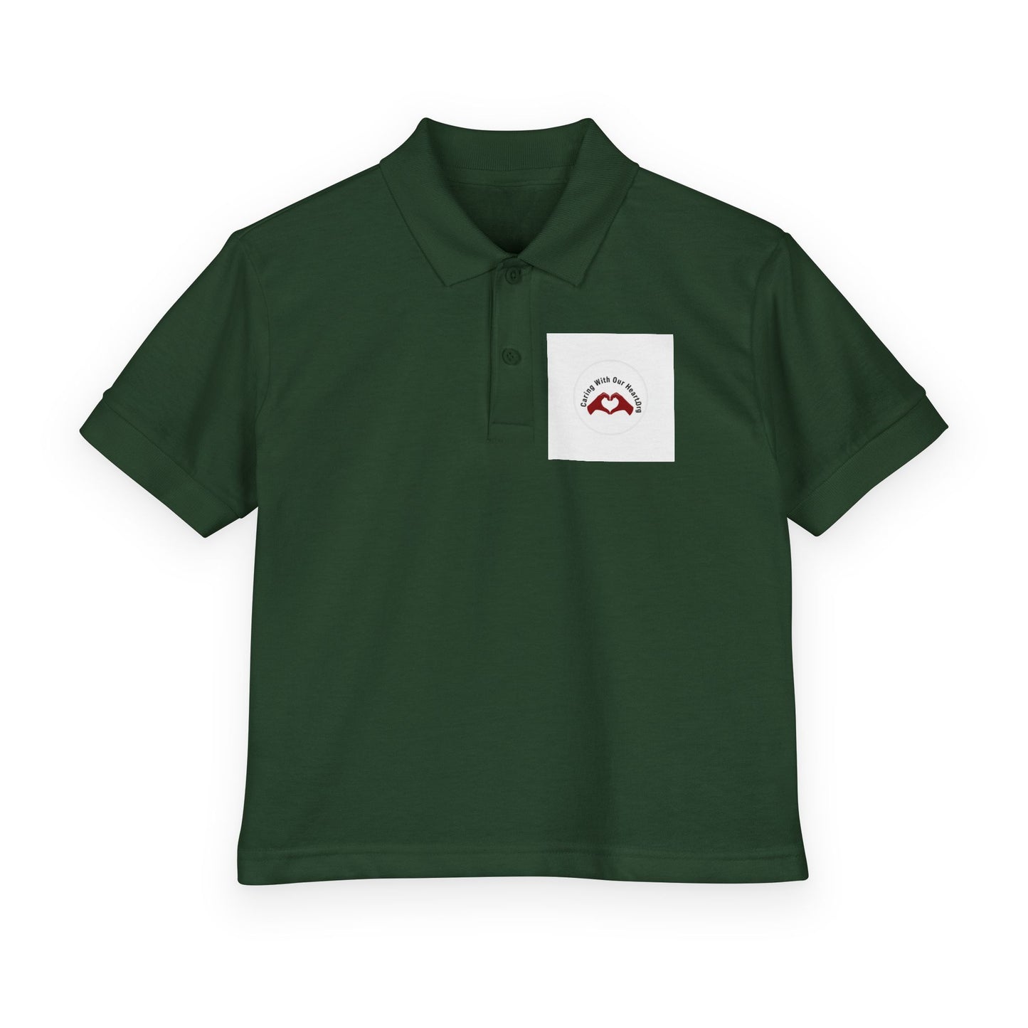 Youth White Polo Shirt with Small Mountain Logo – DryBlend® Jersey School Uniform