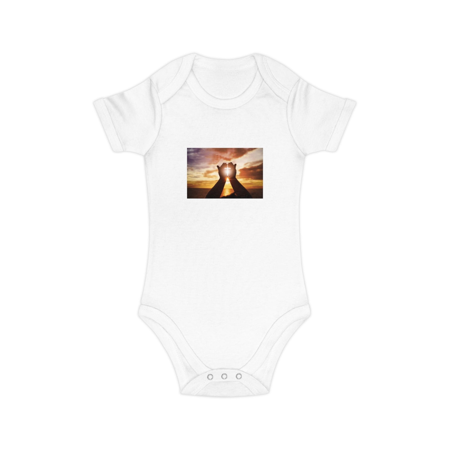 Sunset Heart Baby Bodysuit — Cute Newborn Onesie for Baby Shower & New Parents