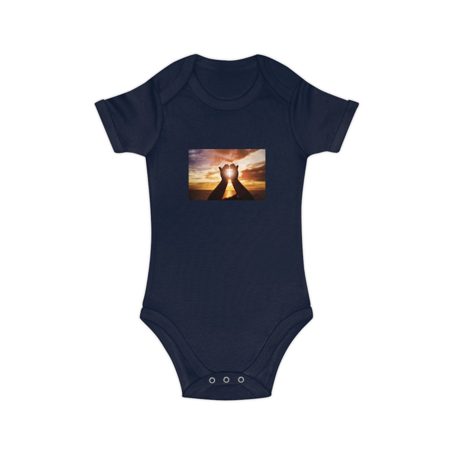 Sunset Heart Baby Bodysuit — Cute Newborn Onesie for Baby Shower & New Parents