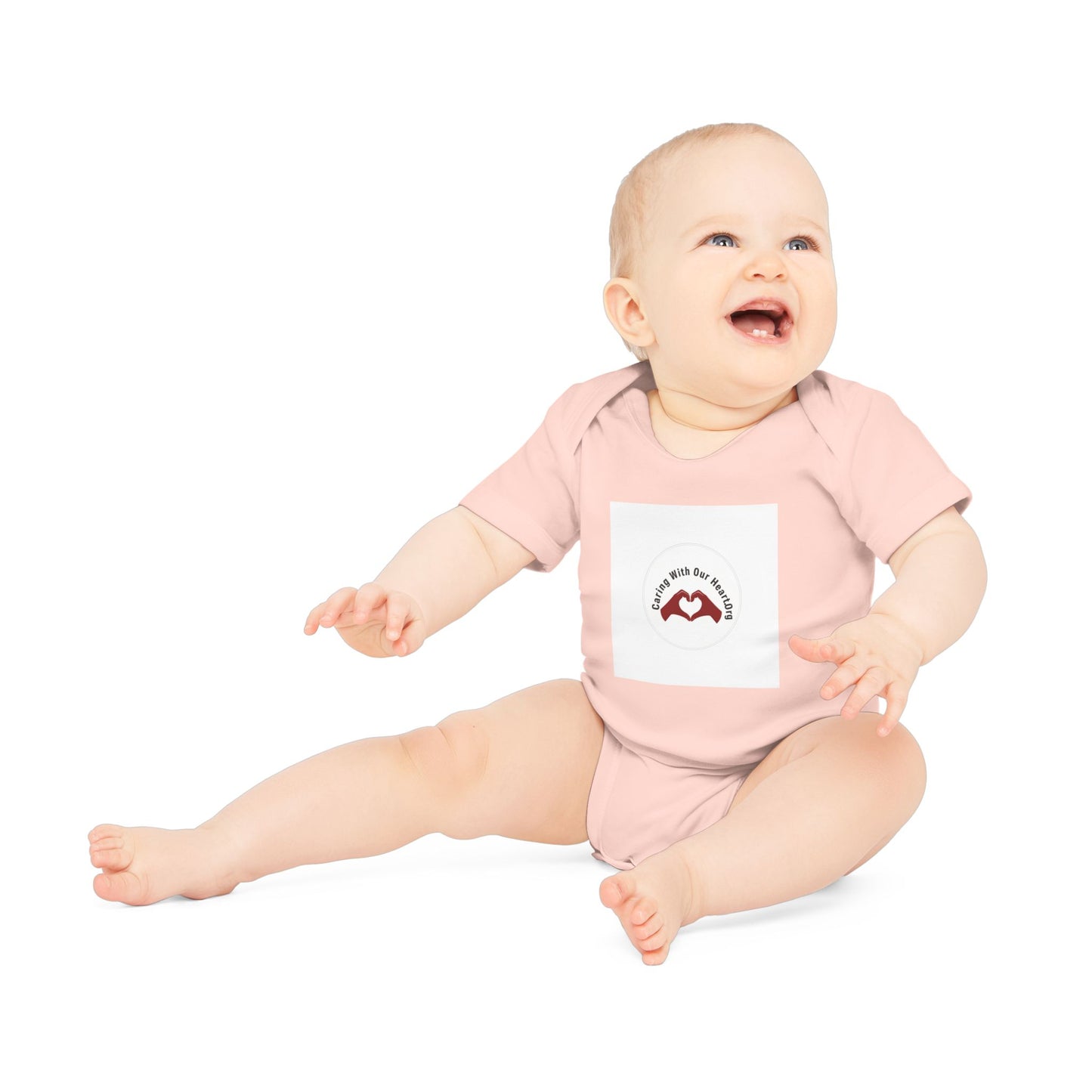 Baby Bodysuit — "Love You to the Moon" Heart Hands Organic Infant Onesie