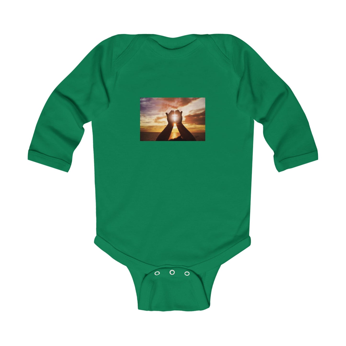 Infant Bodysuit with Hand Heart Sunset Photo – Cute Baby Onesie, Newborn Gift