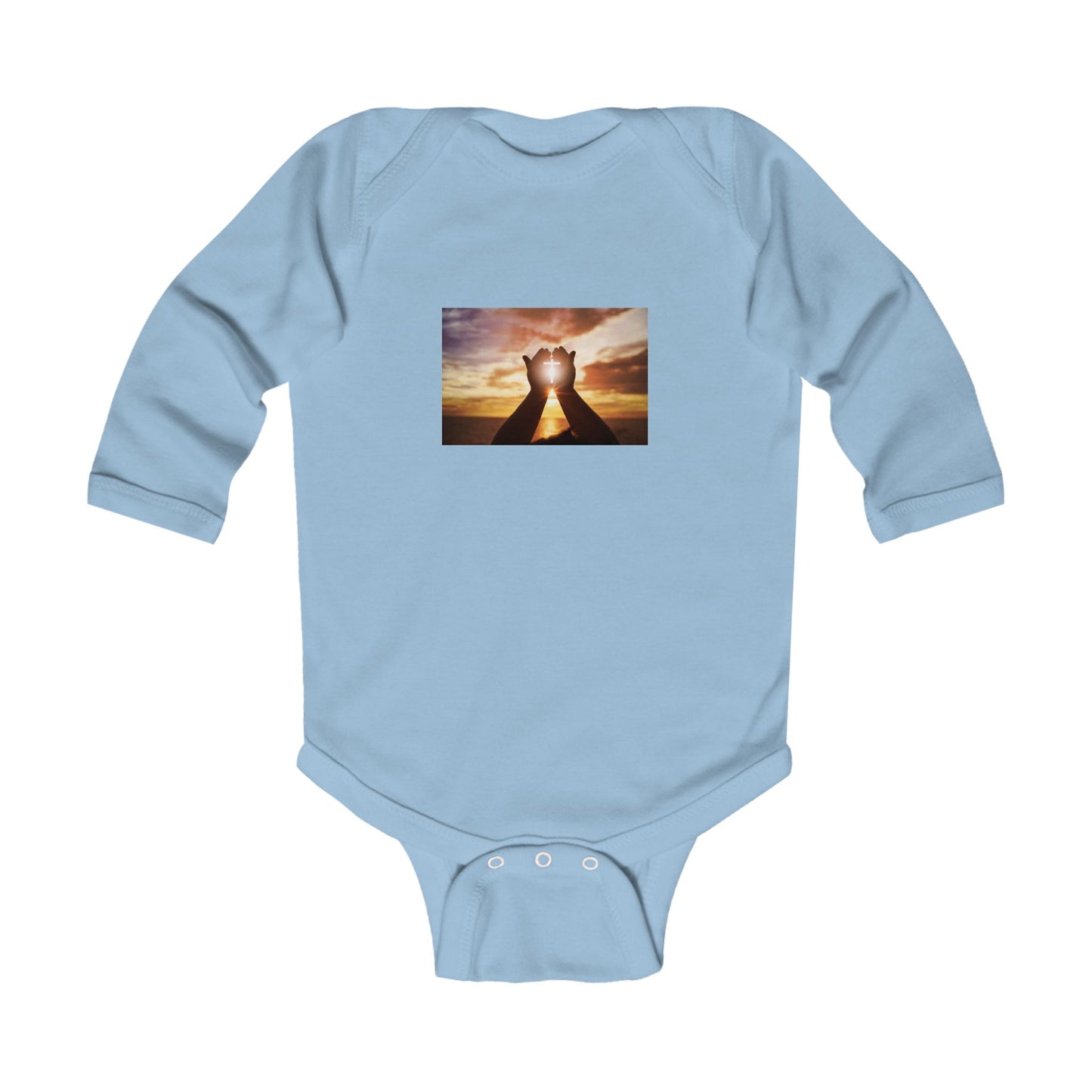Infant Bodysuit with Hand Heart Sunset Photo – Cute Baby Onesie, Newborn Gift