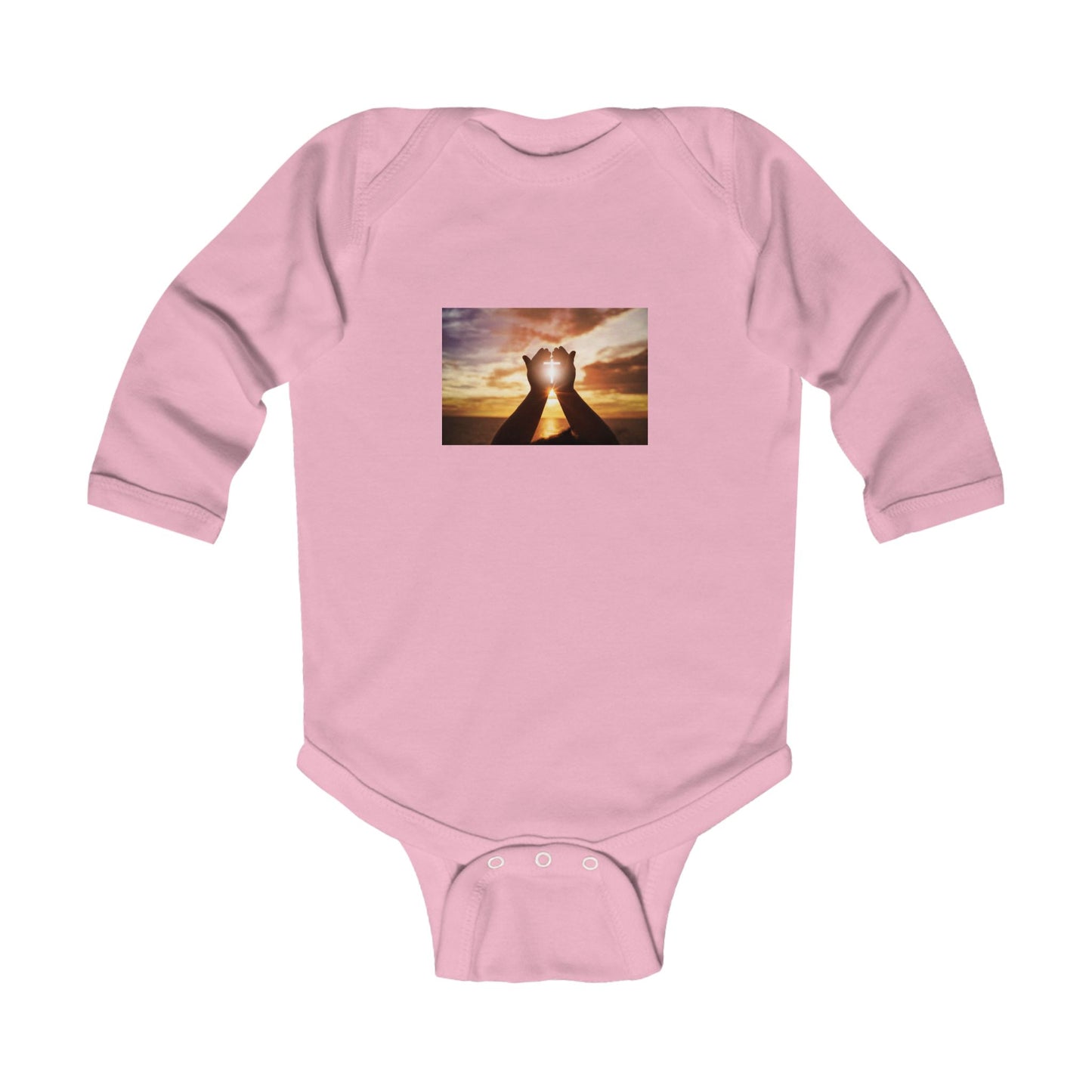 Infant Bodysuit with Hand Heart Sunset Photo – Cute Baby Onesie, Newborn Gift