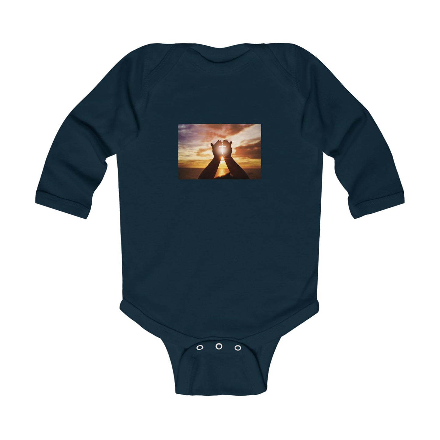 Infant Bodysuit with Hand Heart Sunset Photo – Cute Baby Onesie, Newborn Gift