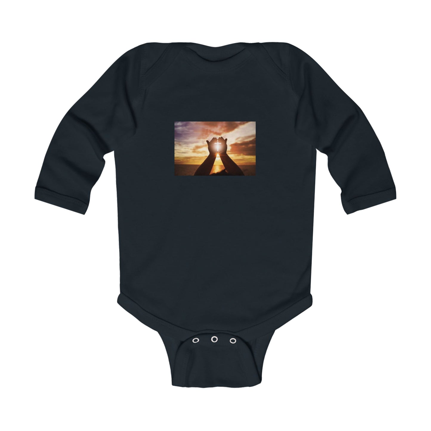 Infant Bodysuit with Hand Heart Sunset Photo – Cute Baby Onesie, Newborn Gift