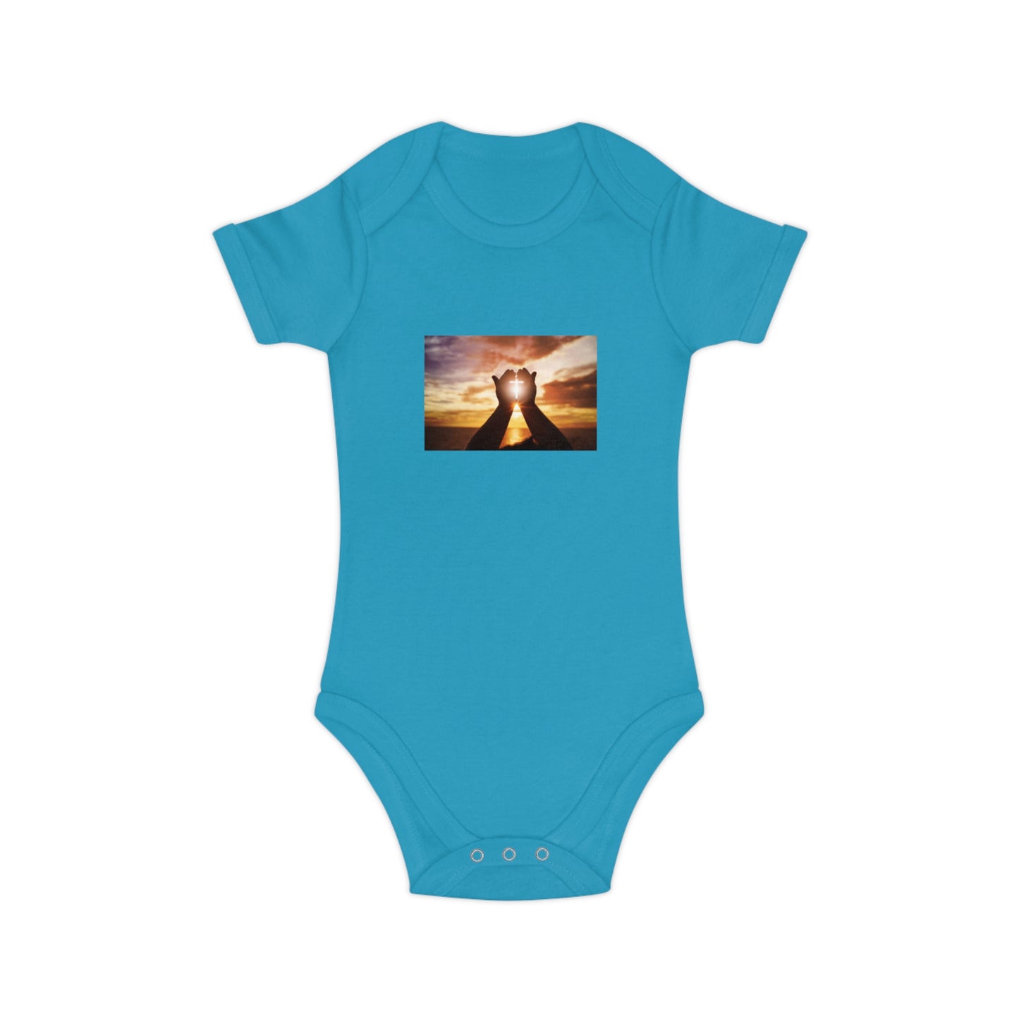 Sunset Heart Baby Bodysuit — Cute Newborn Onesie for Baby Shower & New Parents