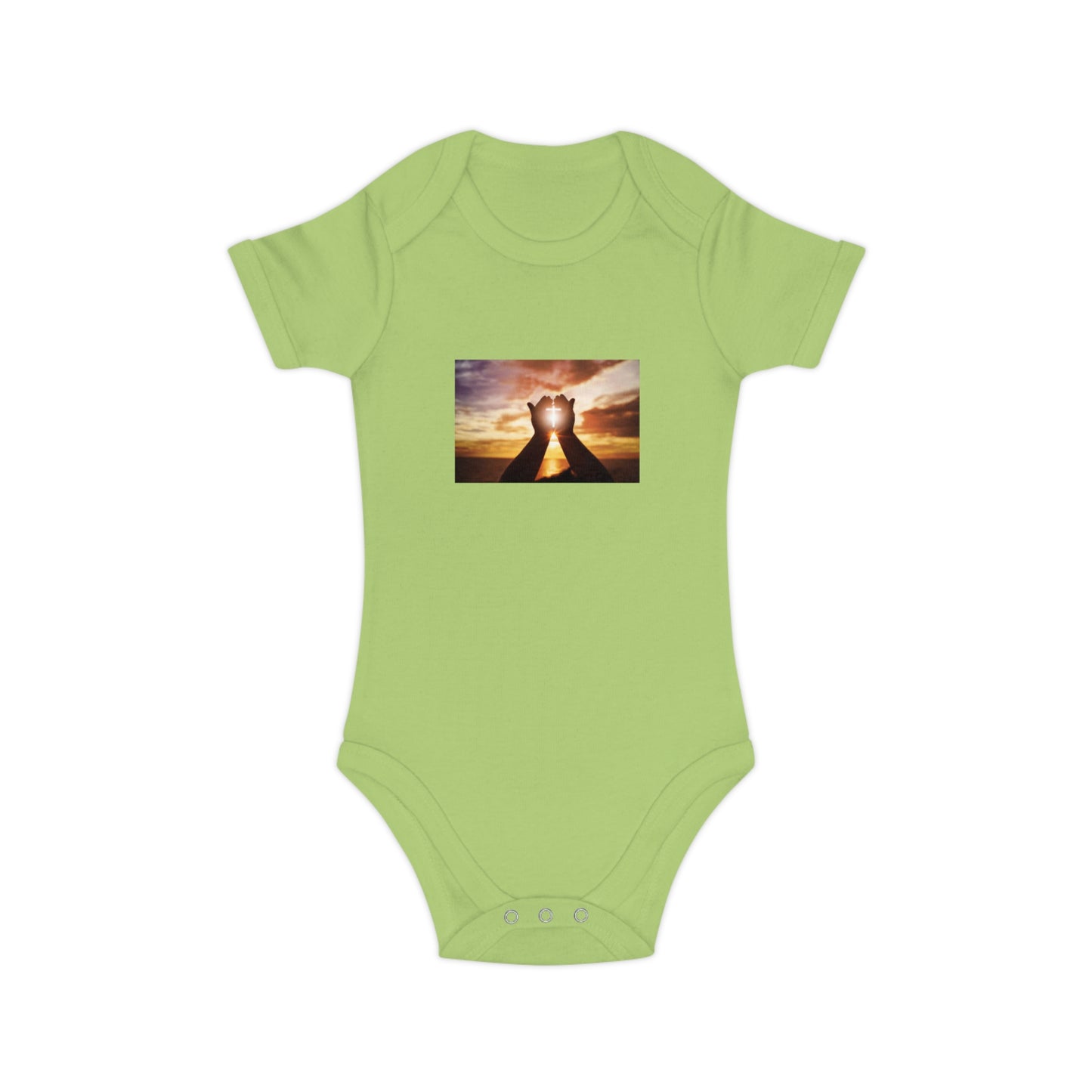Sunset Heart Baby Bodysuit — Cute Newborn Onesie for Baby Shower & New Parents