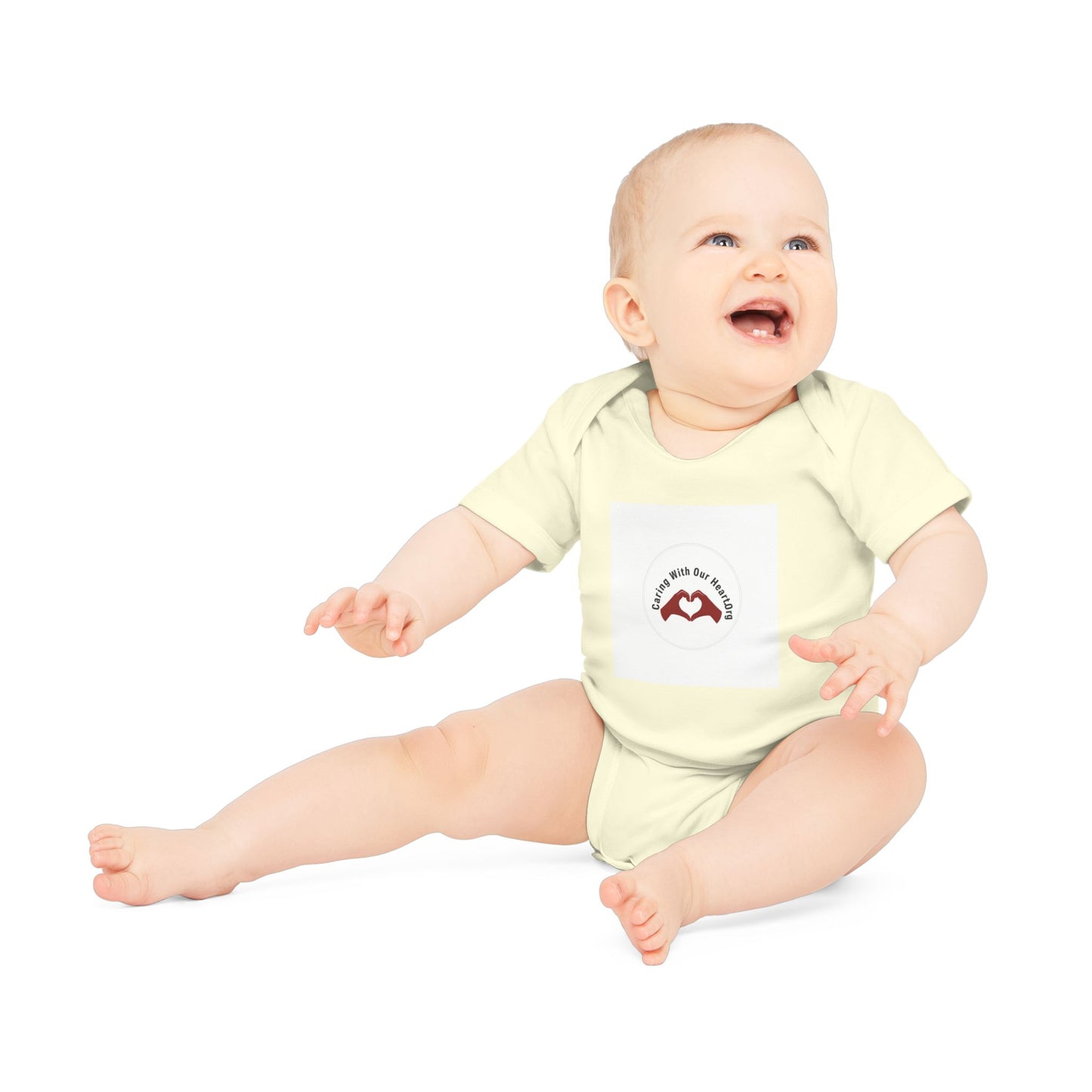 Baby Bodysuit — "Love You to the Moon" Heart Hands Organic Infant Onesie