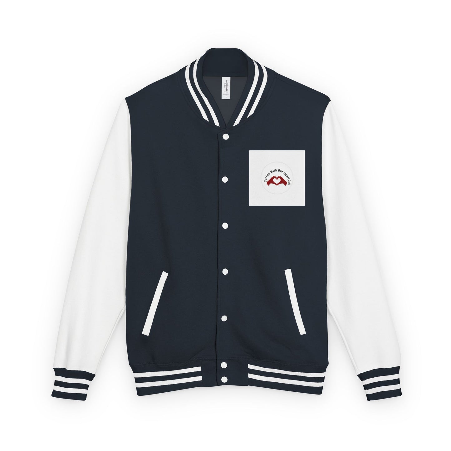 Red & White Letterman Jacket – Classic Varsity Style with Pocket Crest