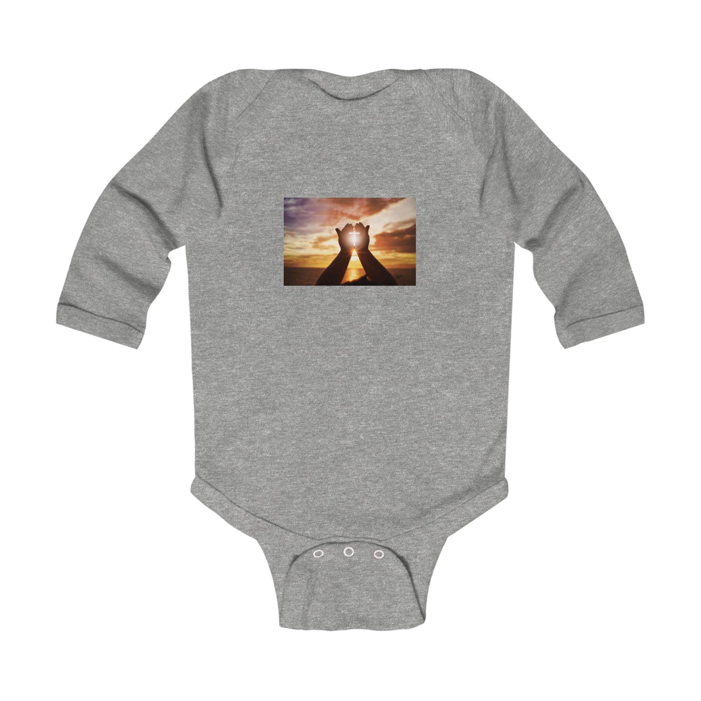 Infant Bodysuit with Hand Heart Sunset Photo – Cute Baby Onesie, Newborn Gift