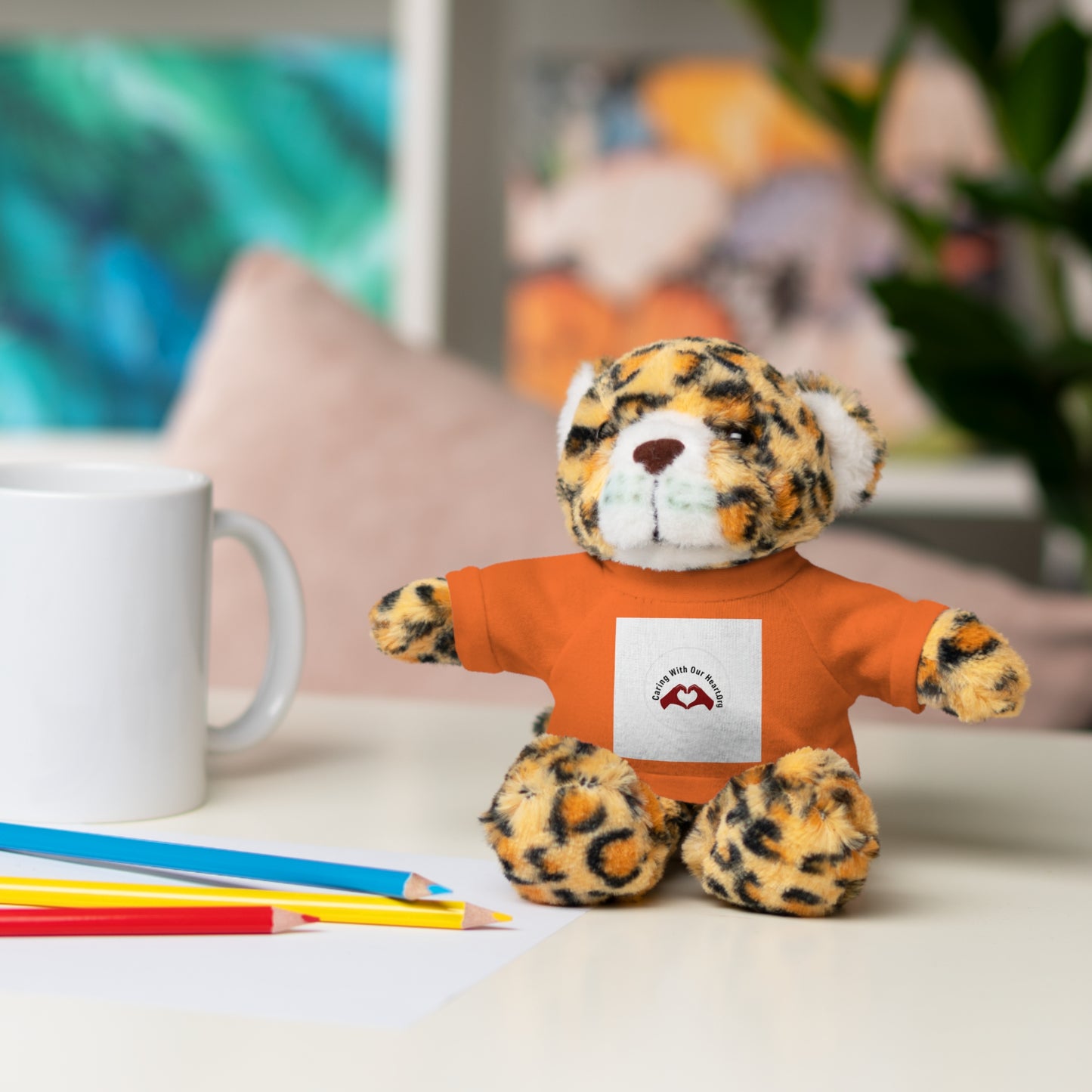 Plush Bear with Custom Tee — Soft Brown Teddy in Printed T‑Shirt