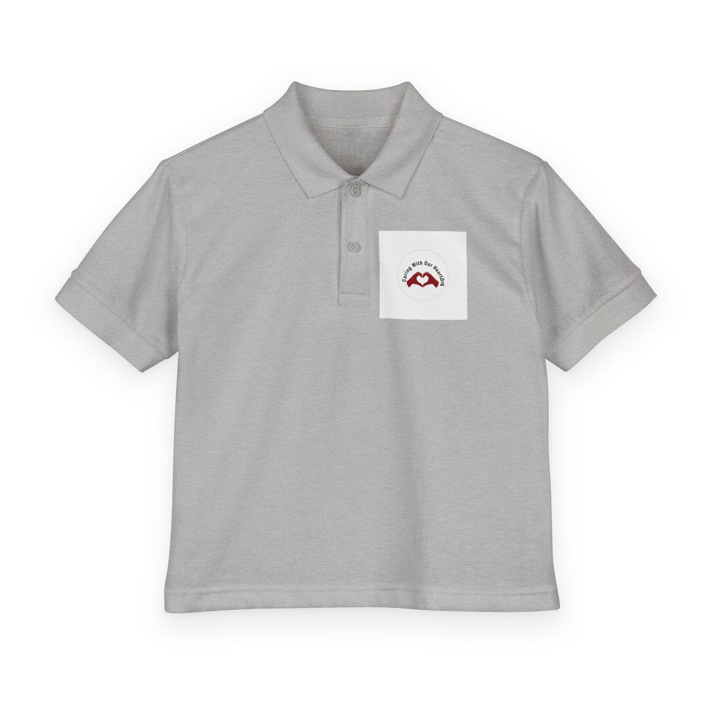 Youth White Polo Shirt with Small Mountain Logo – DryBlend® Jersey School Uniform