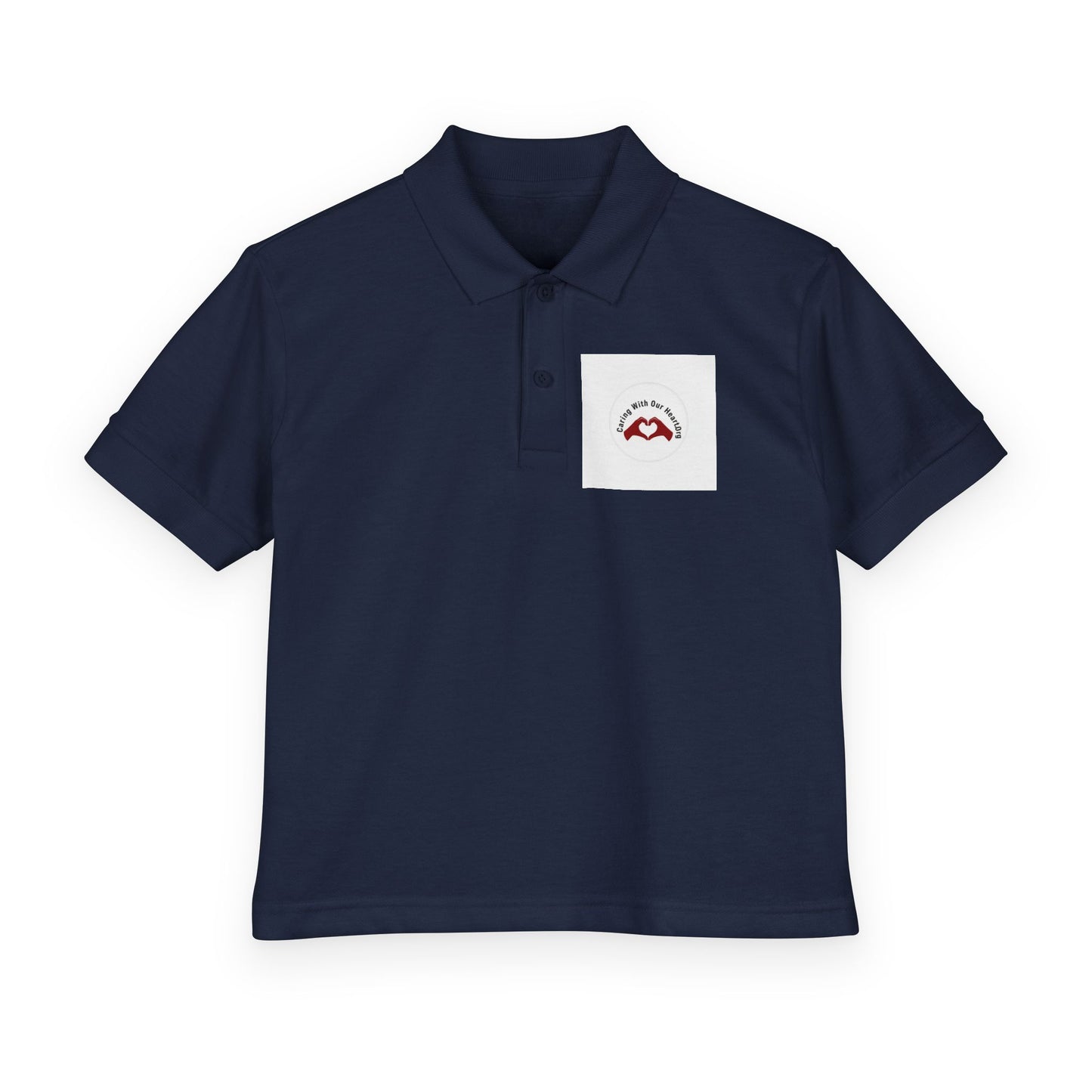 Youth White Polo Shirt with Small Mountain Logo – DryBlend® Jersey School Uniform