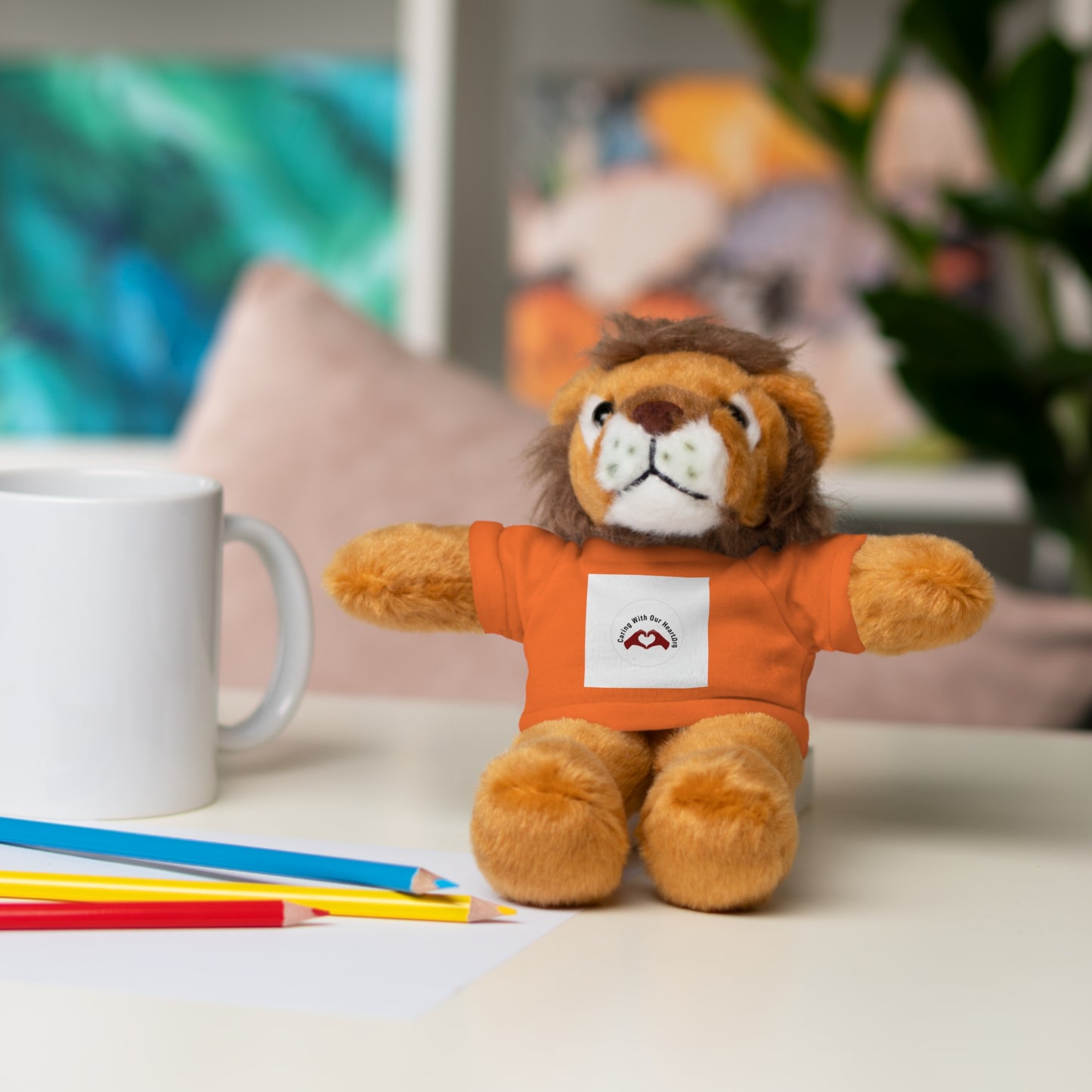 Plush Bear with Custom Tee — Soft Brown Teddy in Printed T‑Shirt