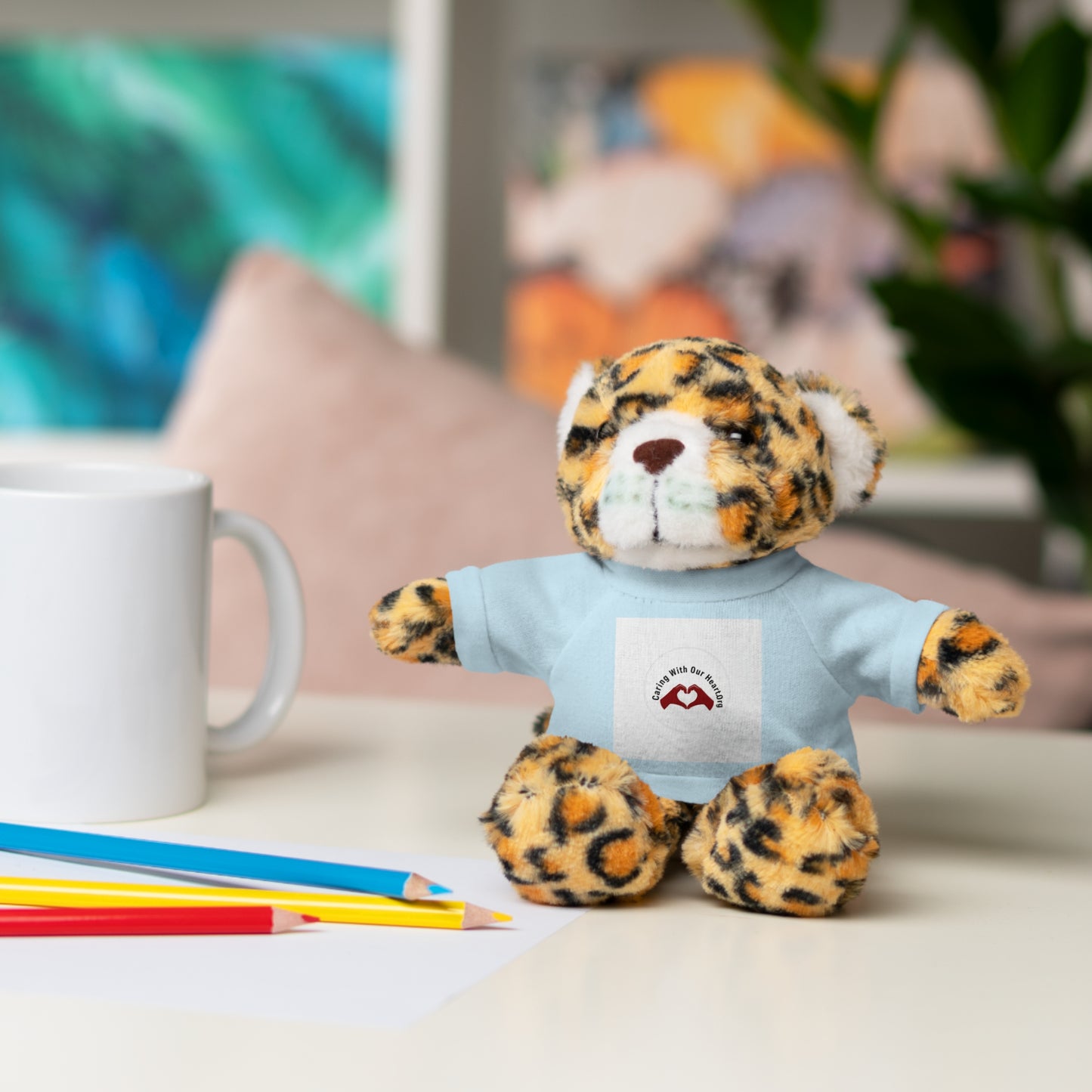 Plush Bear with Custom Tee — Soft Brown Teddy in Printed T‑Shirt