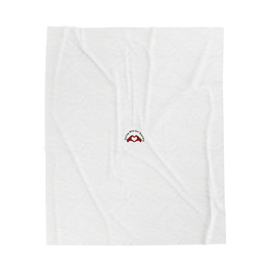 Velveteen Plush Blanket — Mini Heart Lips Embroidered Cozy Throw