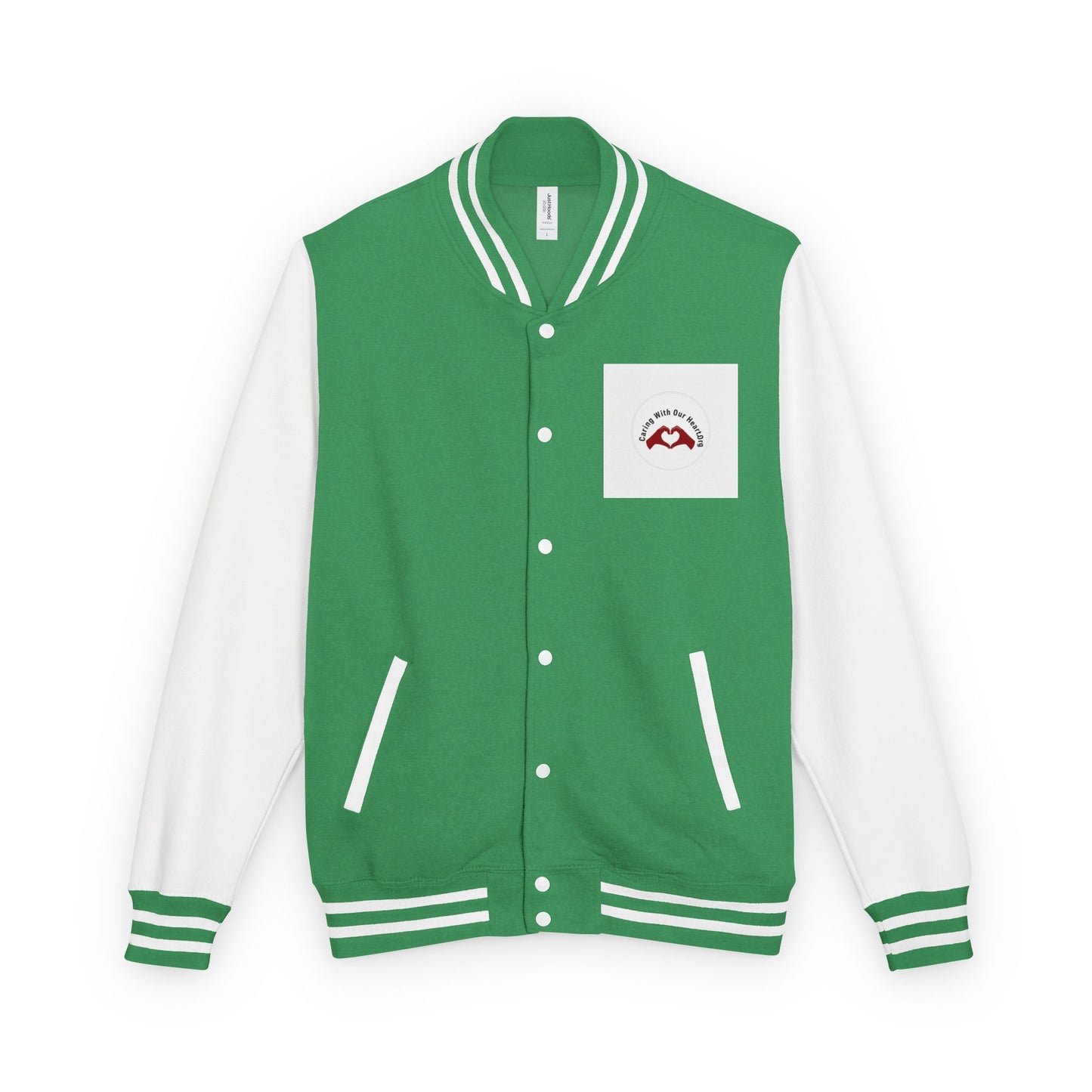 Red & White Letterman Jacket – Classic Varsity Style with Pocket Crest