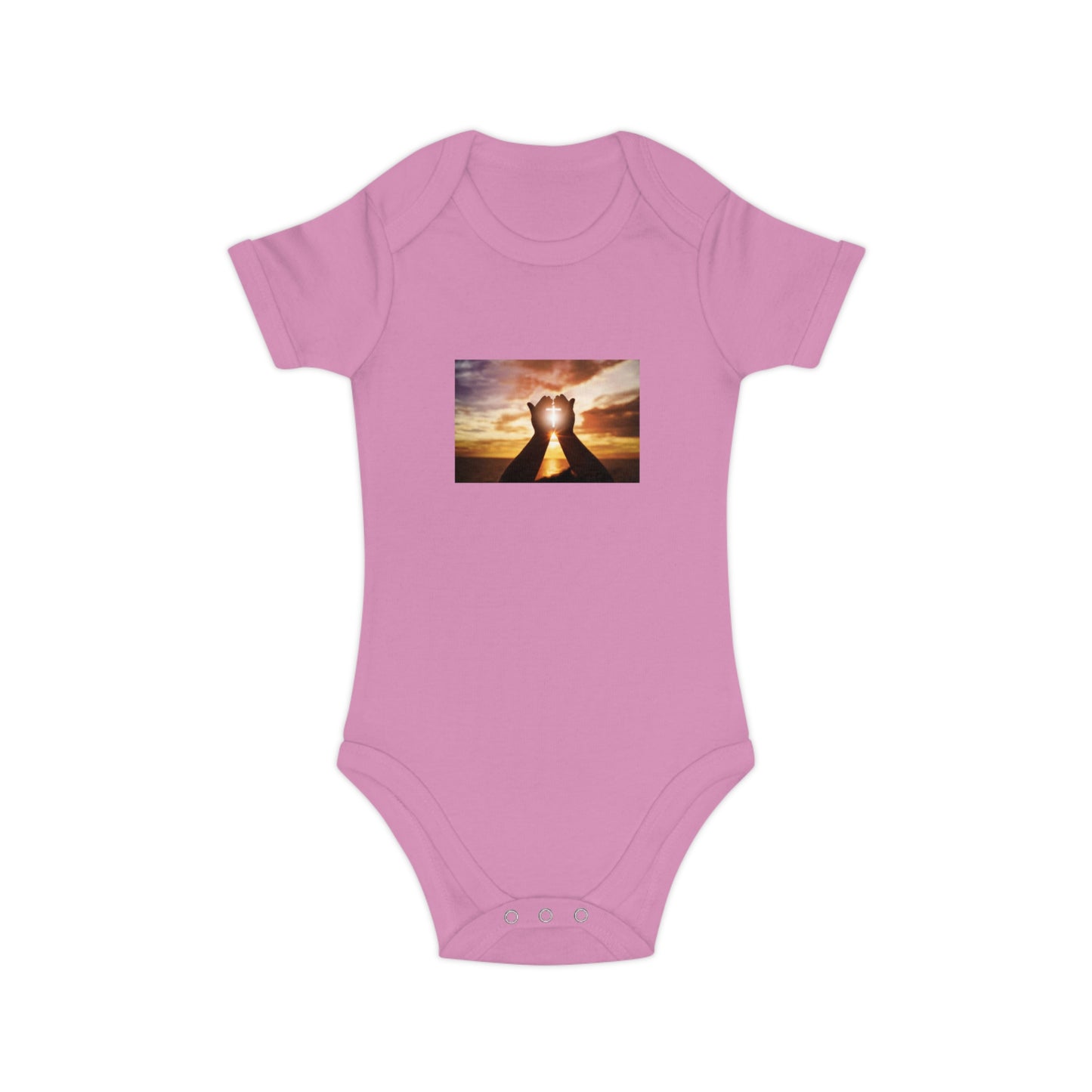 Sunset Heart Baby Bodysuit — Cute Newborn Onesie for Baby Shower & New Parents