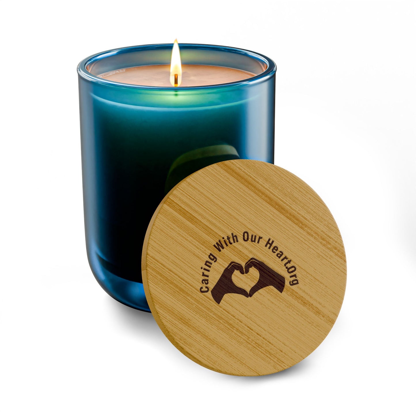 Engraved 14oz Scented Soy Candle – Caring With Our Hands Bamboo Lid