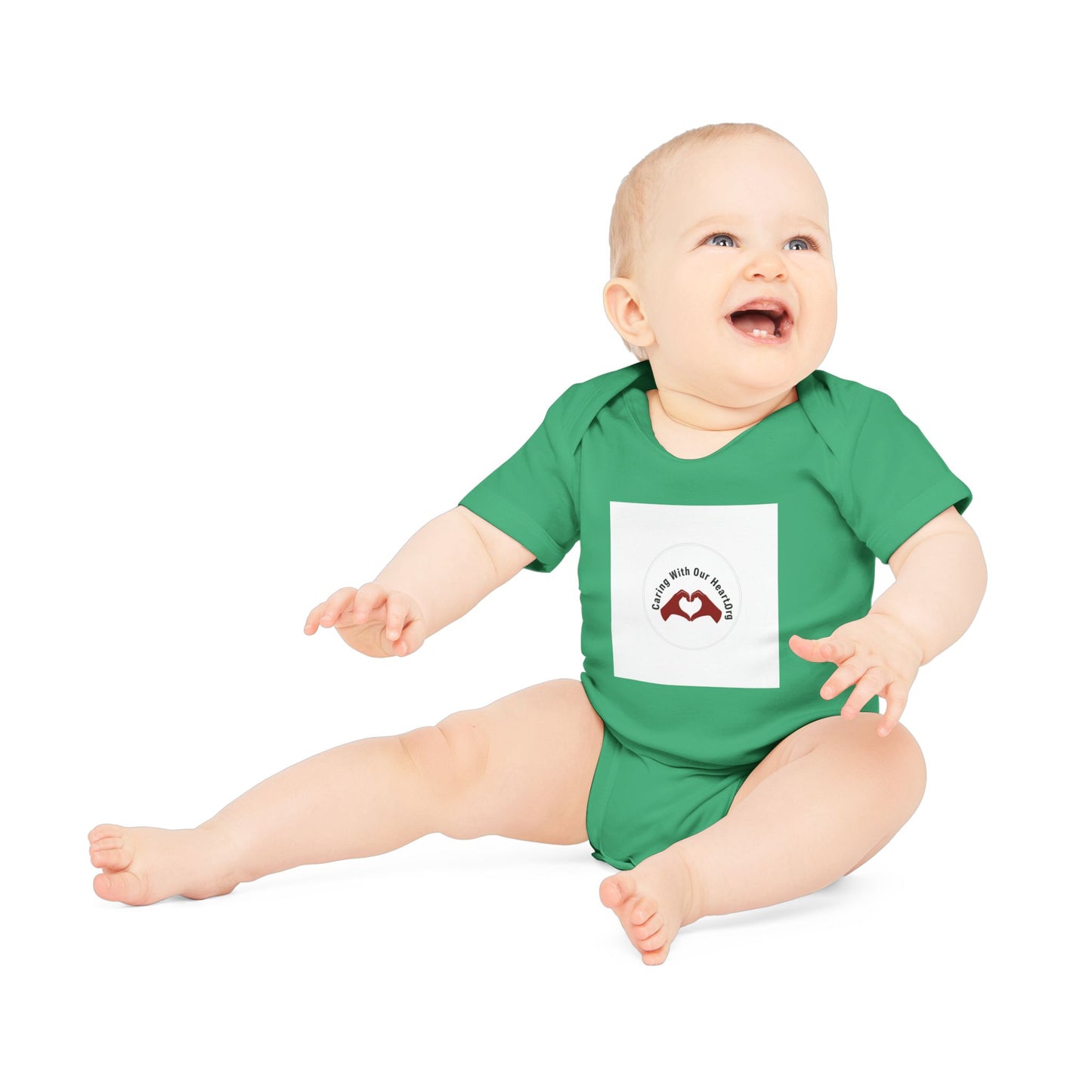 Baby Bodysuit — "Love You to the Moon" Heart Hands Organic Infant Onesie