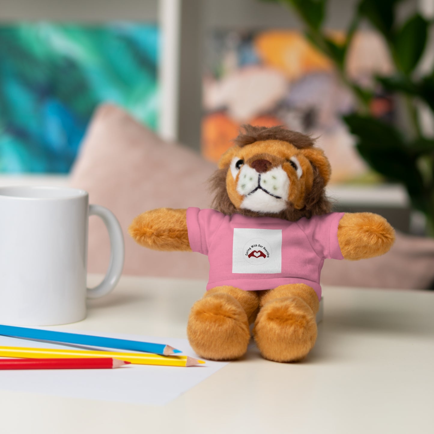 Plush Bear with Custom Tee — Soft Brown Teddy in Printed T‑Shirt