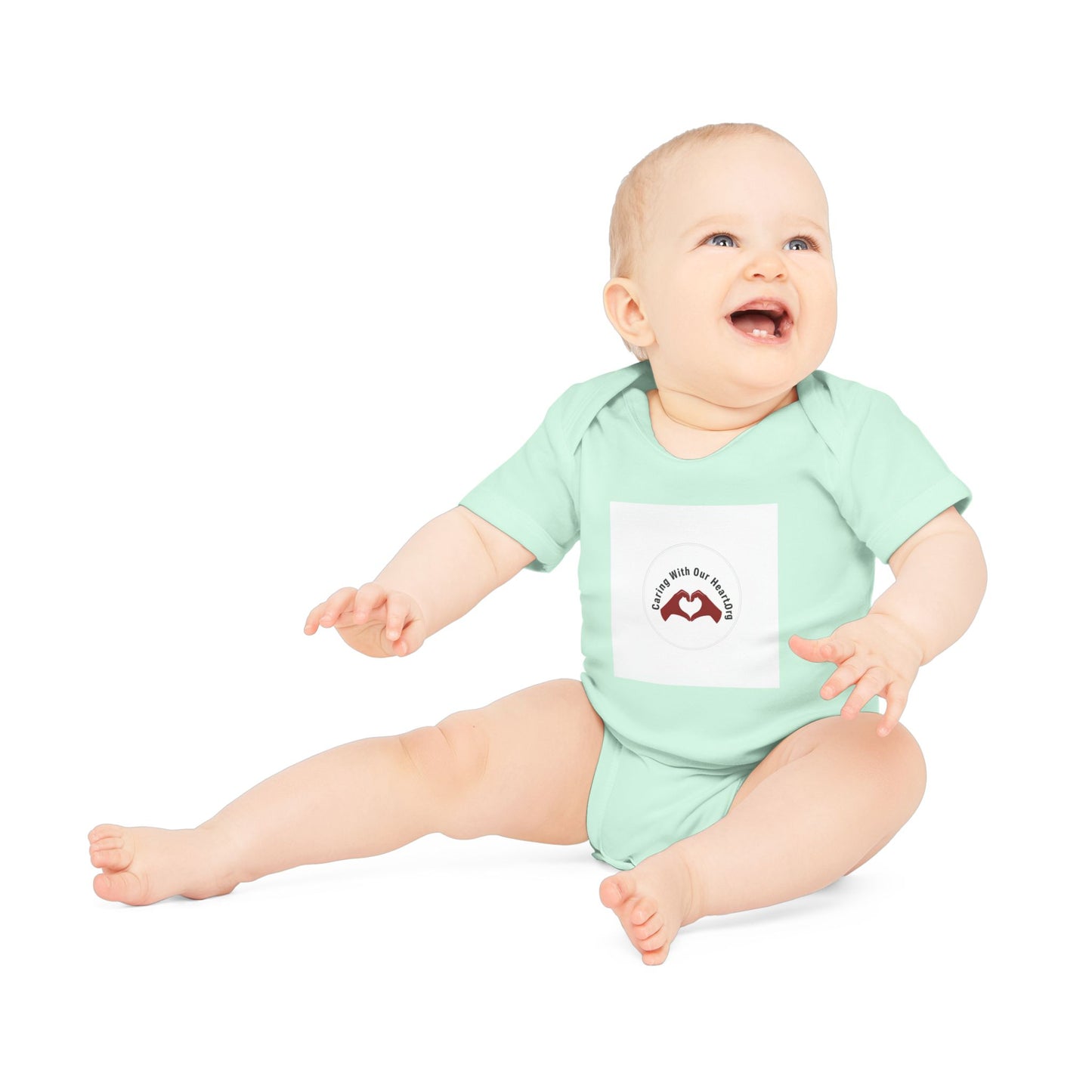 Baby Bodysuit — "Love You to the Moon" Heart Hands Organic Infant Onesie