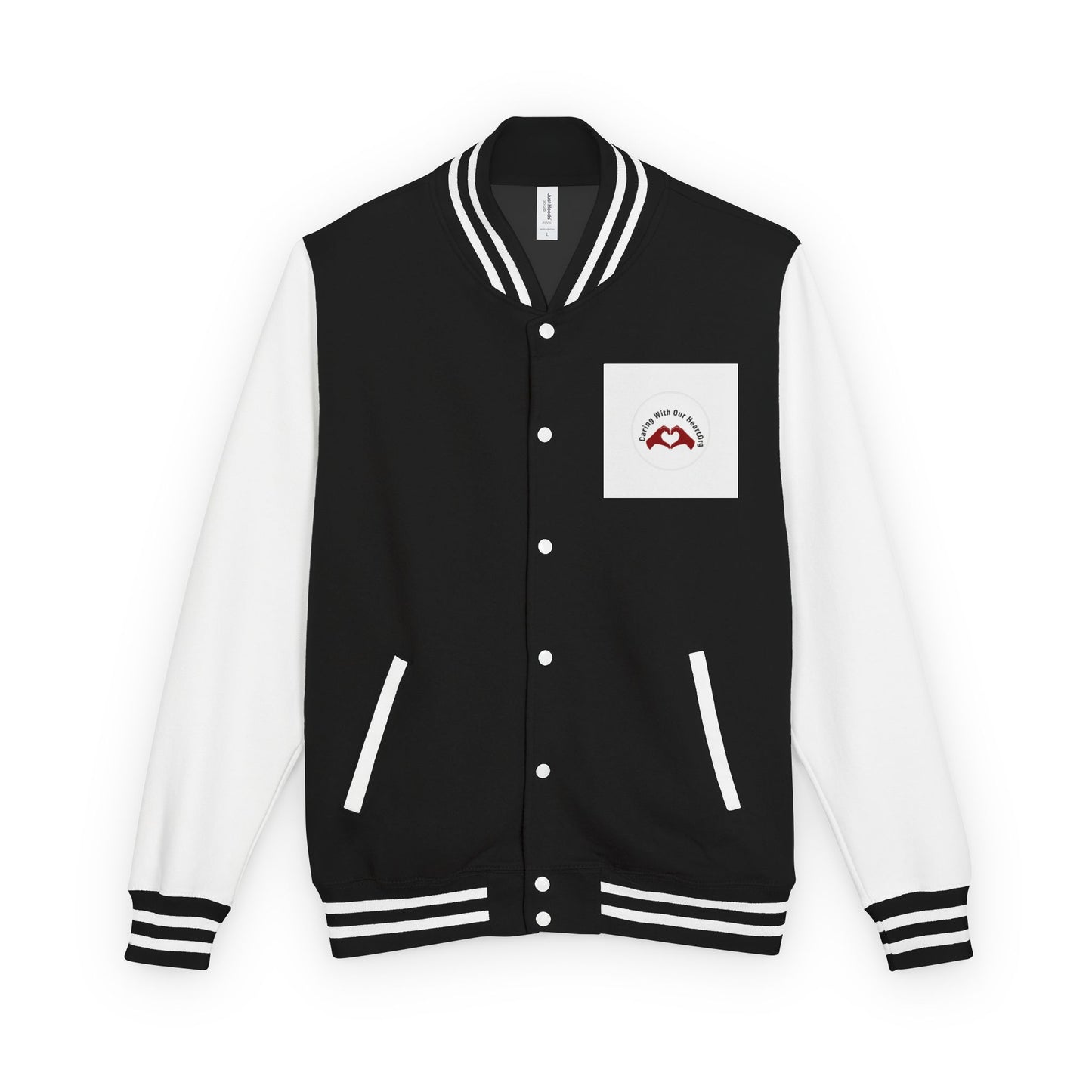Red & White Letterman Jacket – Classic Varsity Style with Pocket Crest