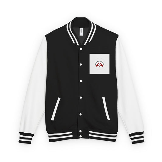 Red & White Letterman Jacket – Classic Varsity Style with Pocket Crest