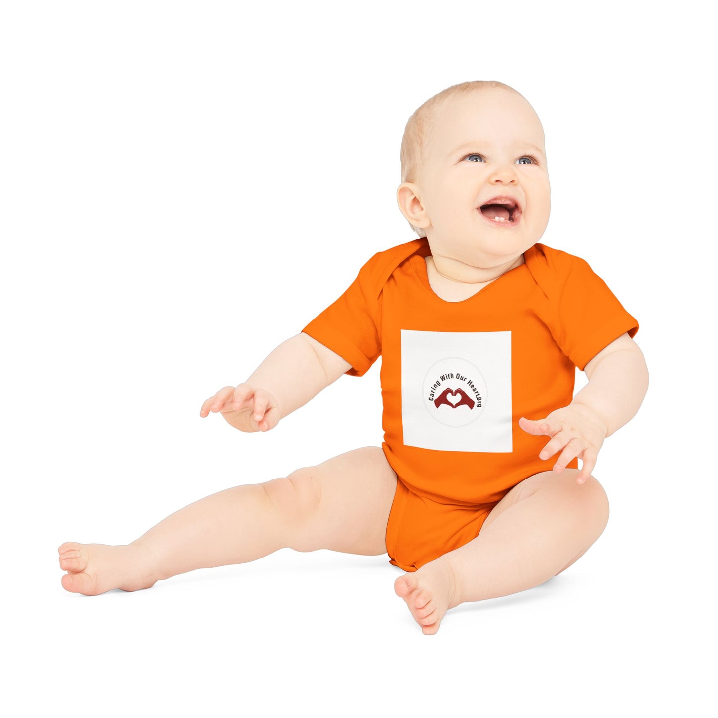 Baby Bodysuit — "Love You to the Moon" Heart Hands Organic Infant Onesie