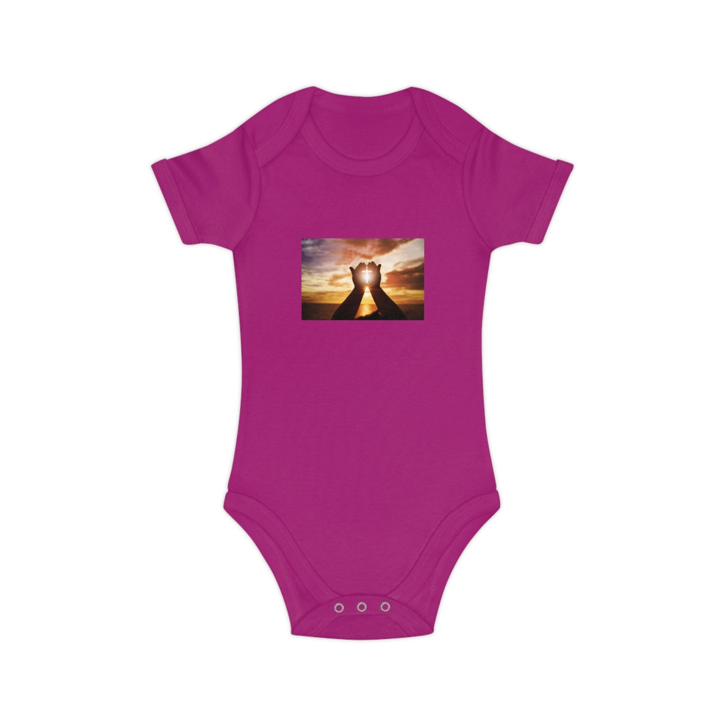 Sunset Heart Baby Bodysuit — Cute Newborn Onesie for Baby Shower & New Parents