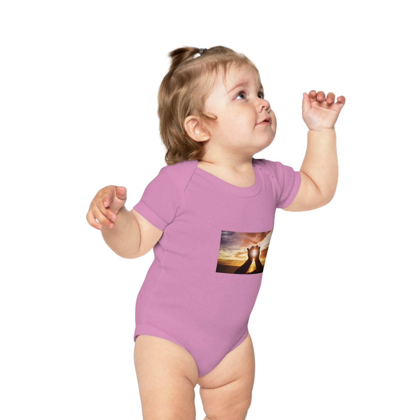 Sunset Heart Baby Bodysuit — Cute Newborn Onesie for Baby Shower & New Parents