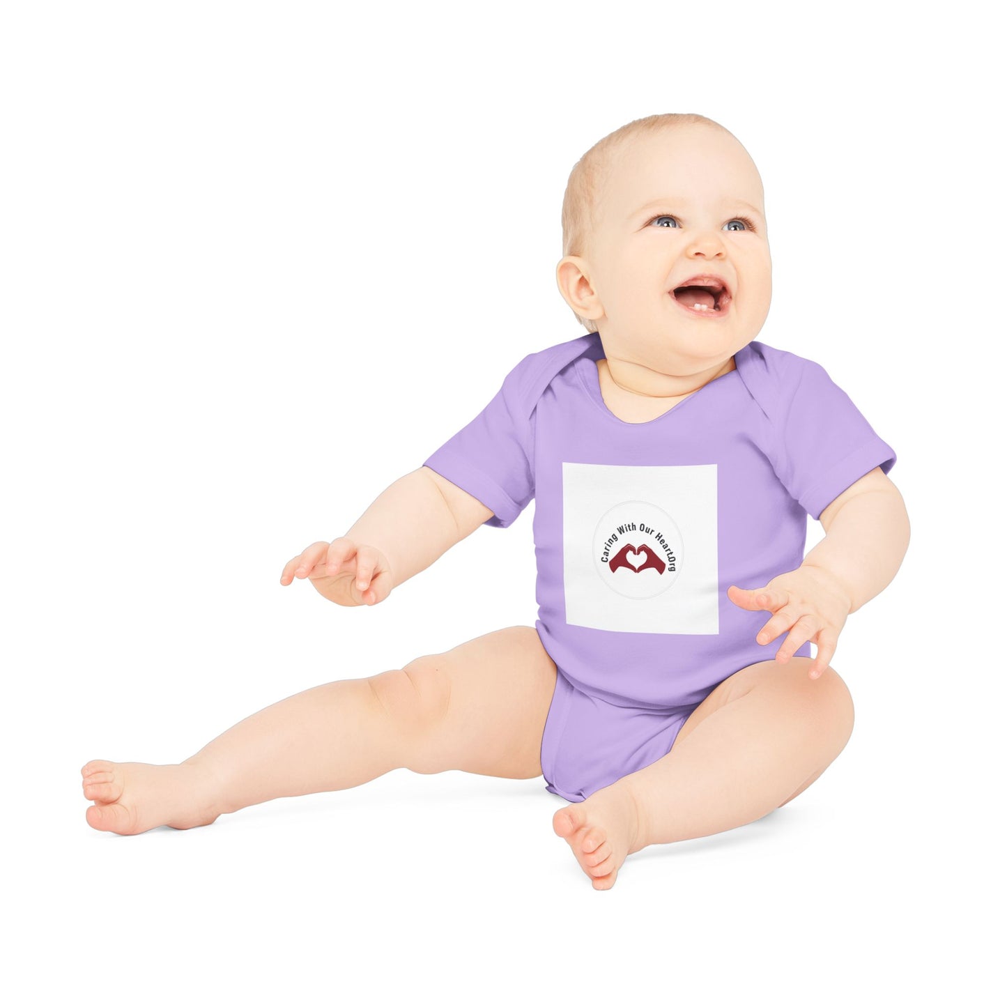 Baby Bodysuit — "Love You to the Moon" Heart Hands Organic Infant Onesie