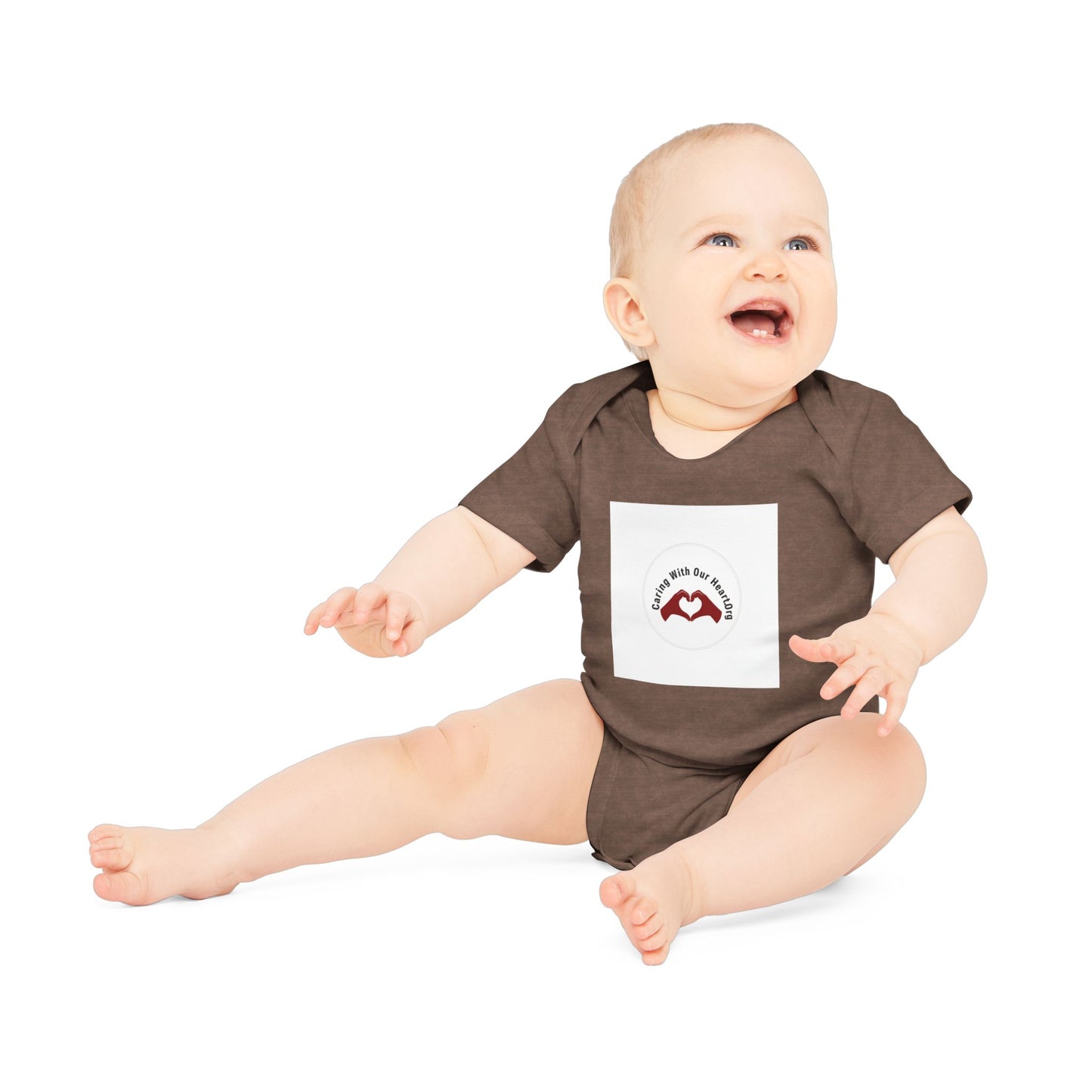 Baby Bodysuit — "Love You to the Moon" Heart Hands Organic Infant Onesie