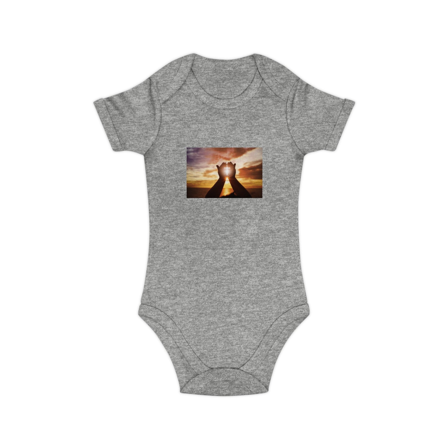 Sunset Heart Baby Bodysuit — Cute Newborn Onesie for Baby Shower & New Parents