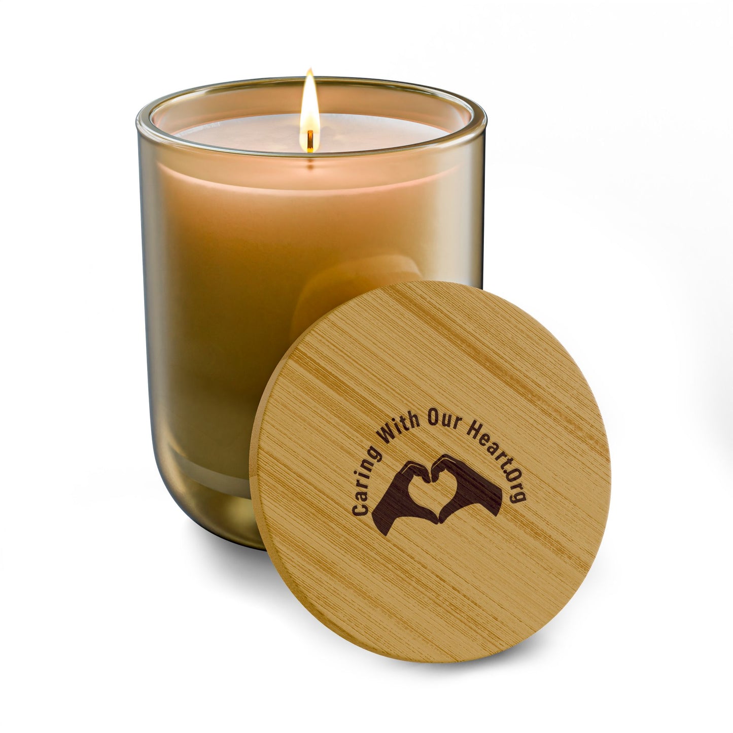 Engraved 14oz Scented Soy Candle – Caring With Our Hands Bamboo Lid