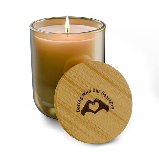 Engraved 14oz Scented Soy Candle – Caring With Our Hands Bamboo Lid