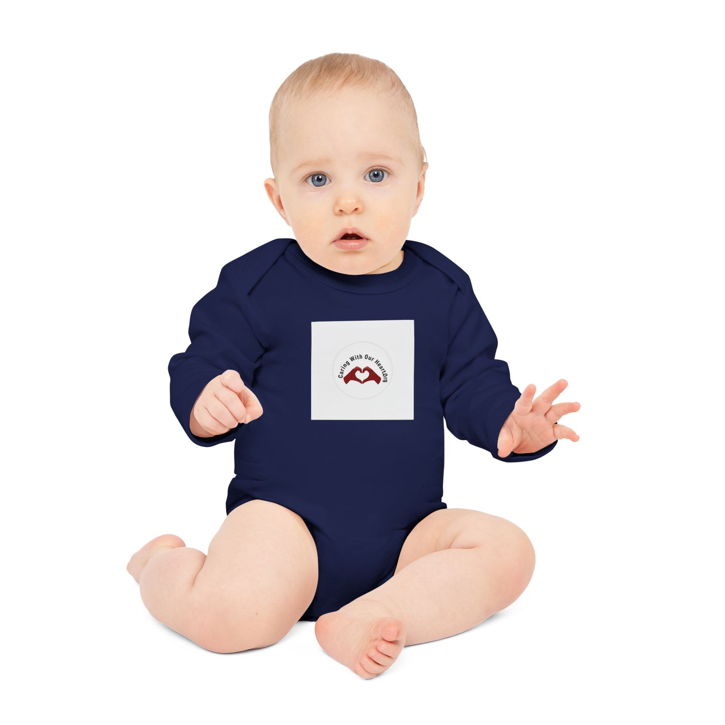 Baby Bodysuit - "Mamá, I love you" Heart Hands Organic Long Sleeve
