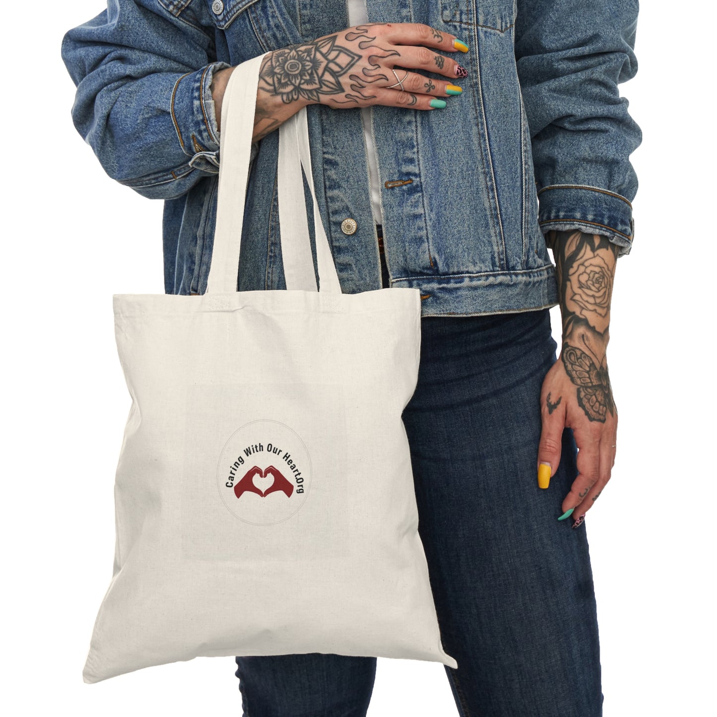 Natural Tote Bag — Caring With Our Hands Heart Logo Canvas Tote